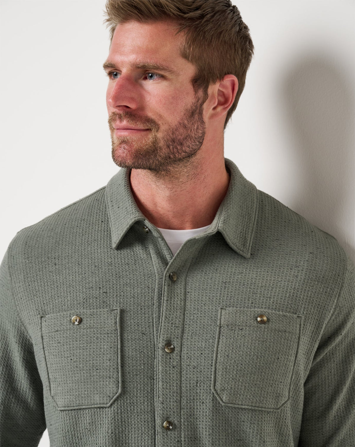 TravisMathew | Cloud Waffle Shirt Jacket - Dark Olive