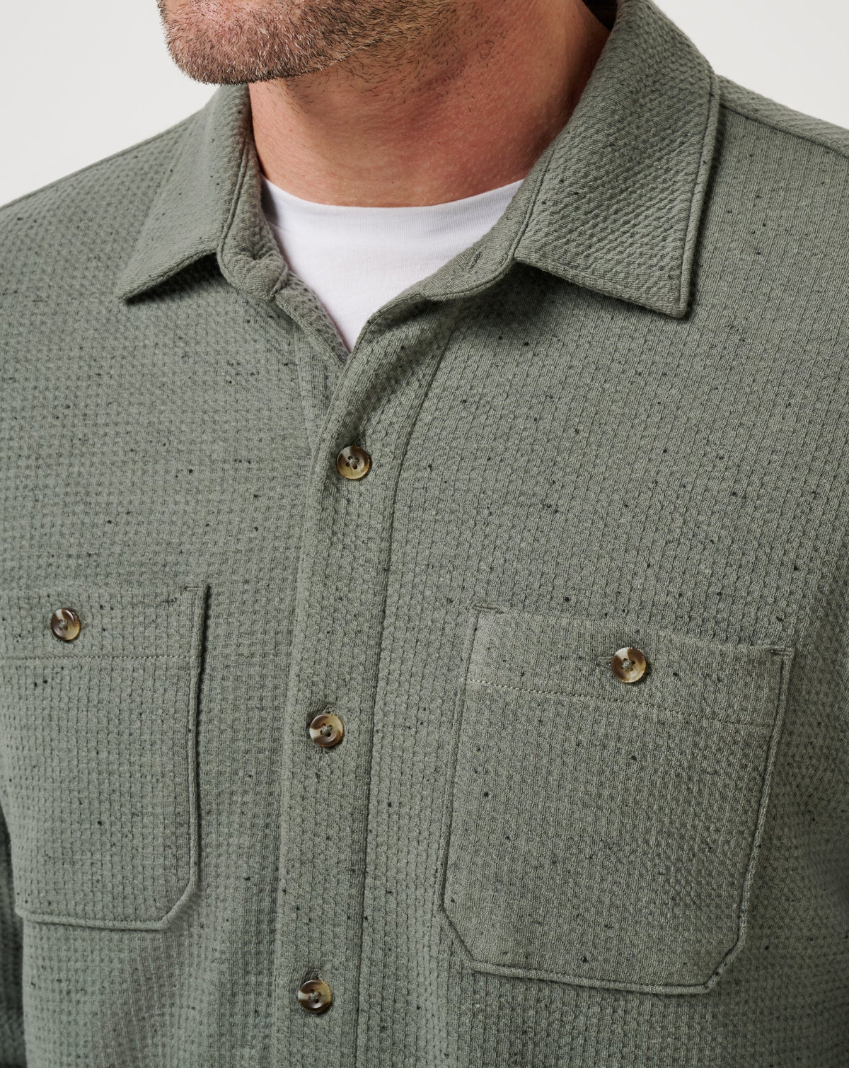 TravisMathew | Cloud Waffle Shirt Jacket - Dark Olive