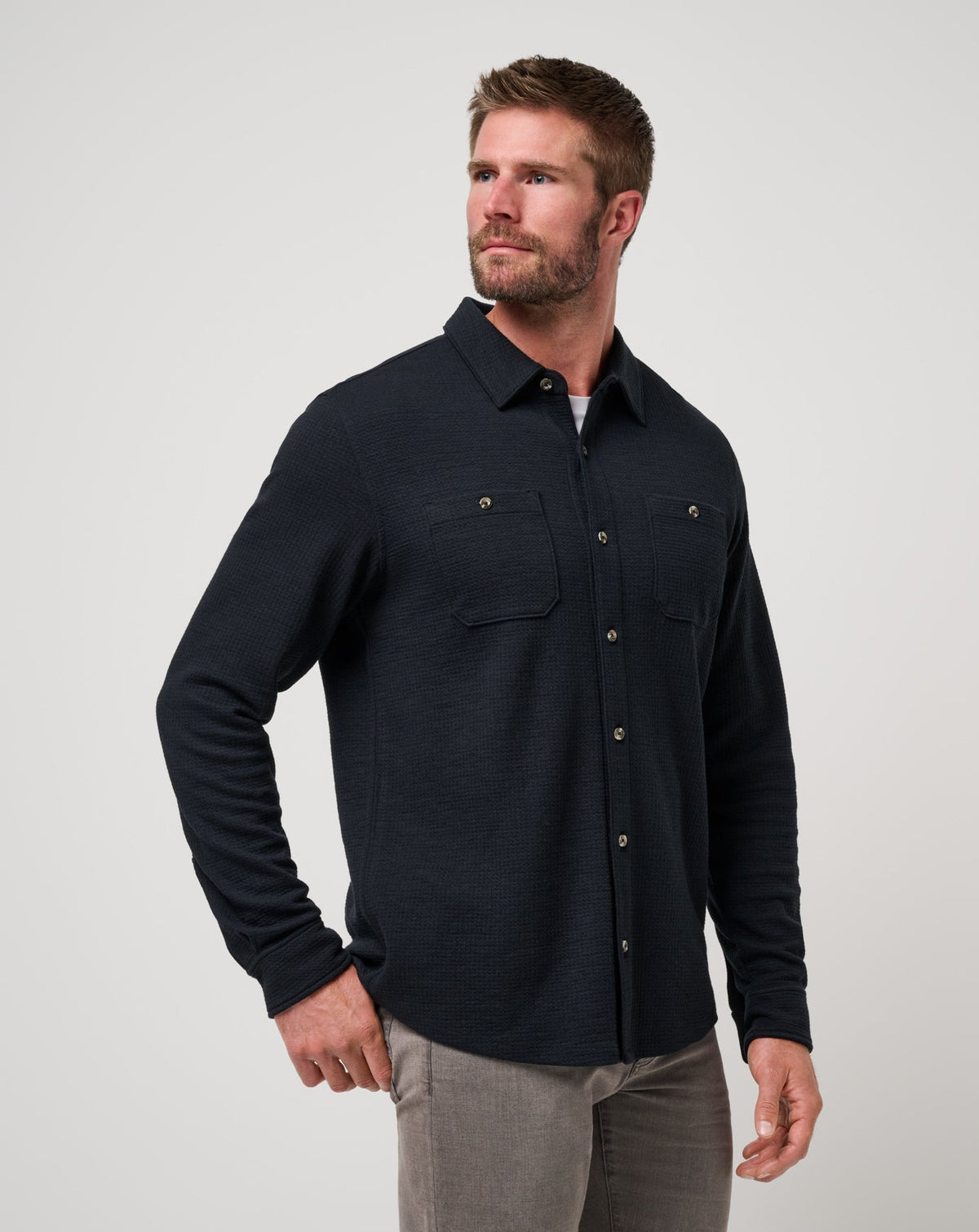 TravisMathew | Cloud Waffle Shirt Jacket - Black