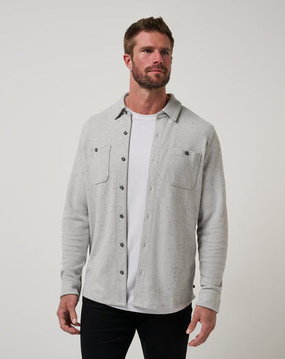 TravisMathew | Cloud Waffle Shirt Jacket - Heather Light Grey