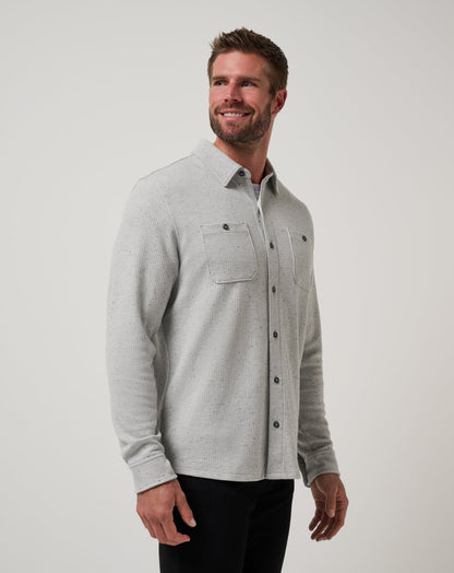 TravisMathew | Cloud Waffle Shirt Jacket - Heather Light Grey