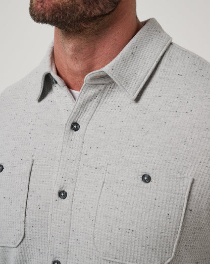TravisMathew | Cloud Waffle Shirt Jacket - Heather Light Grey