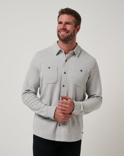 TravisMathew | Cloud Waffle Shirt Jacket - Heather Light Grey