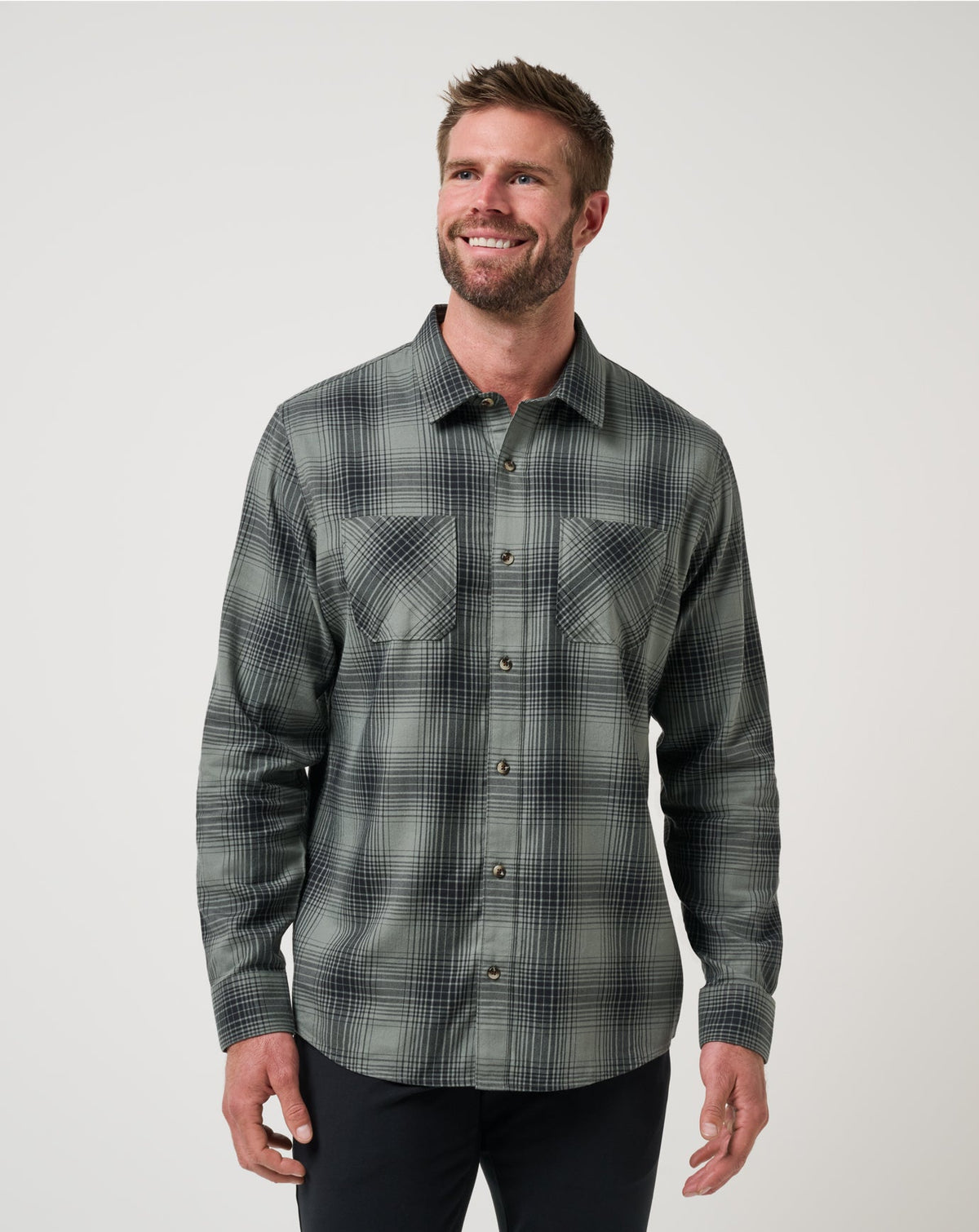 TravisMathew | Cloud Flannel Plaid Button-Up - Dark Olive
