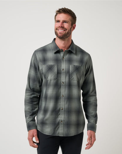 TravisMathew | Cloud Flannel Plaid Button-Up - Dark Olive