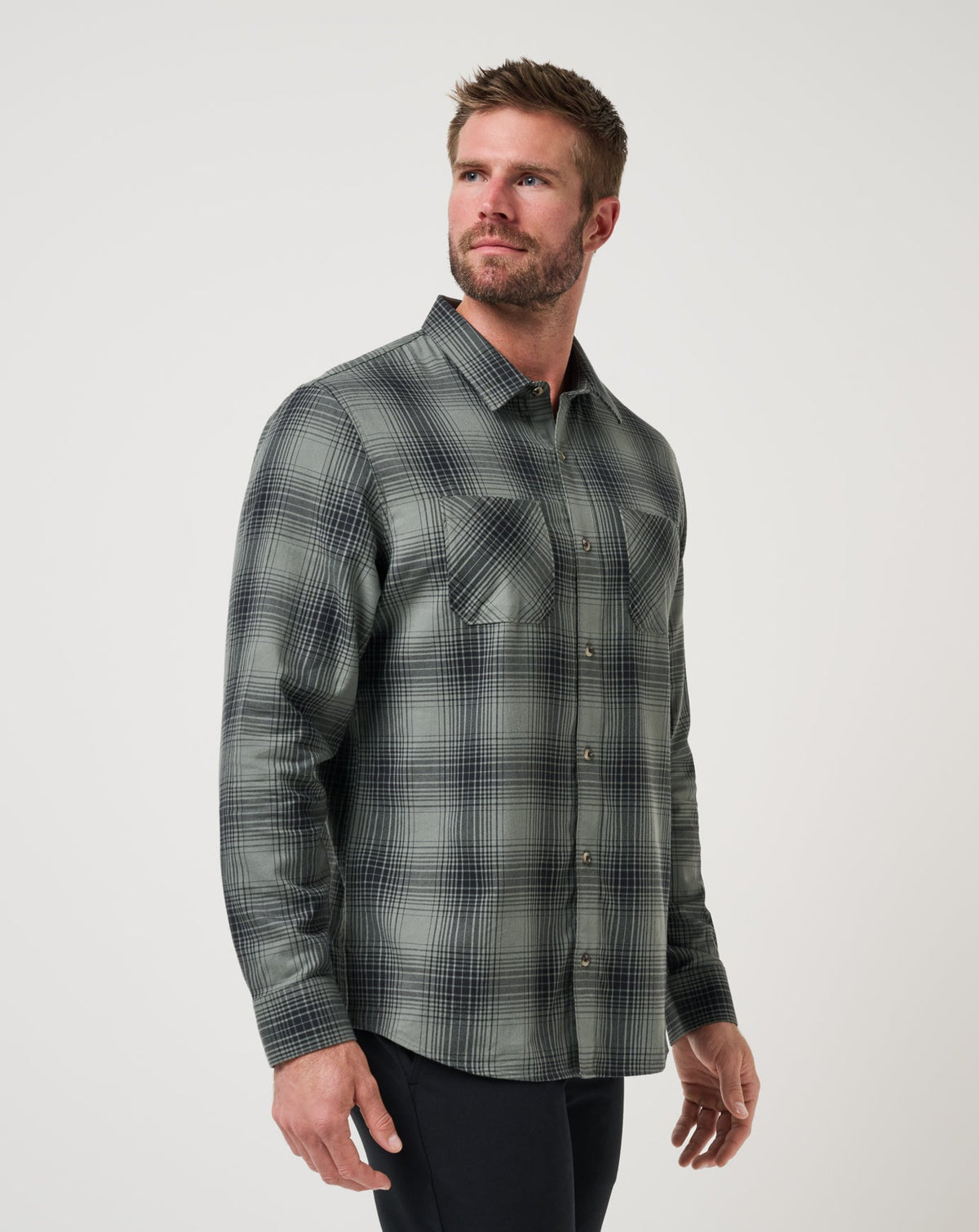 TravisMathew | Cloud Flannel Plaid Button-Up - Dark Olive