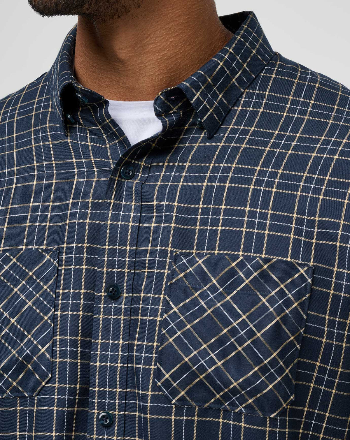 TravisMathew | Cloud Flannel Plaid Button-Up - Total Eclipse/Apricot