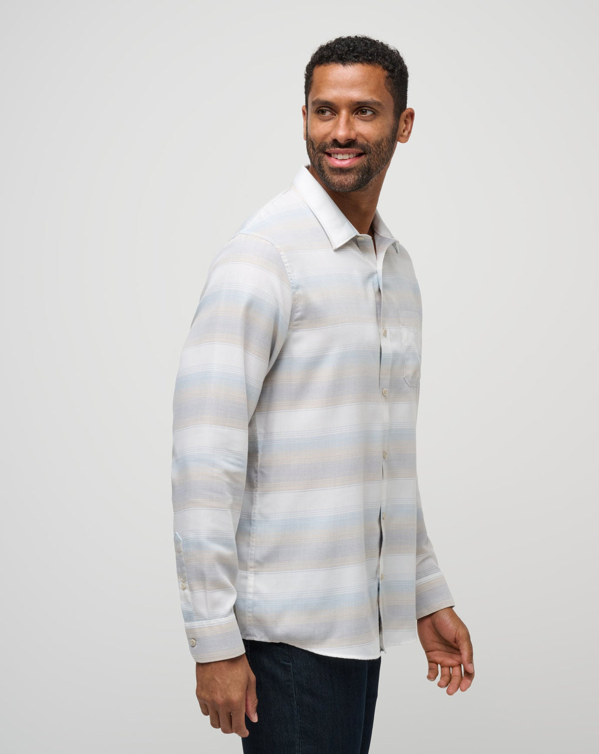 TravisMathew | Cloud Flannel Stripe Button-Up - Oxford Tan