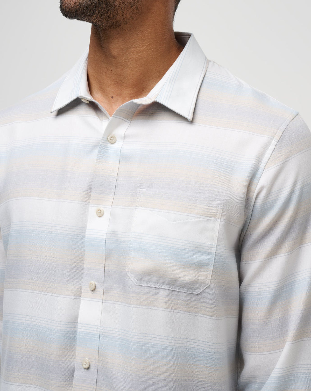 TravisMathew | Cloud Flannel Stripe Button-Up - Oxford Tan
