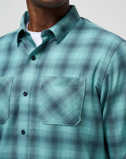 TravisMathew | Cloud Flannel Plaid Button-Up - Total Eclipse/Cameo