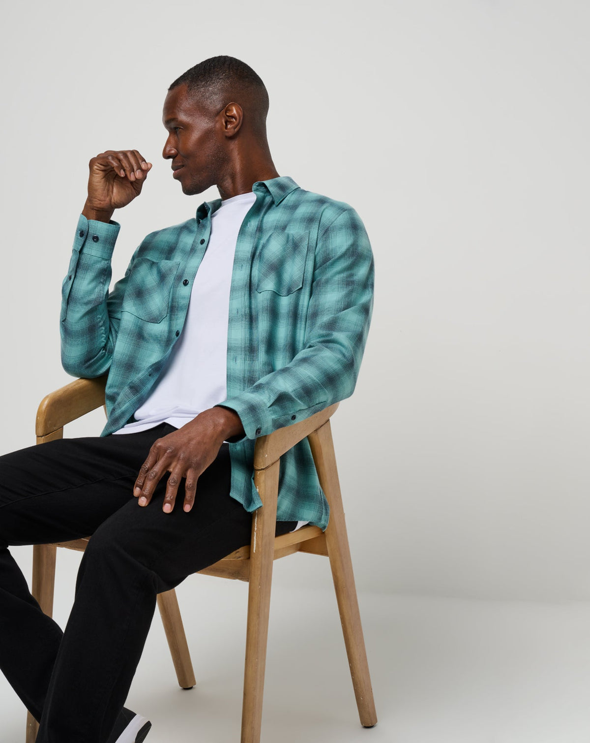 TravisMathew | Cloud Flannel Plaid Button-Up - Total Eclipse/Cameo