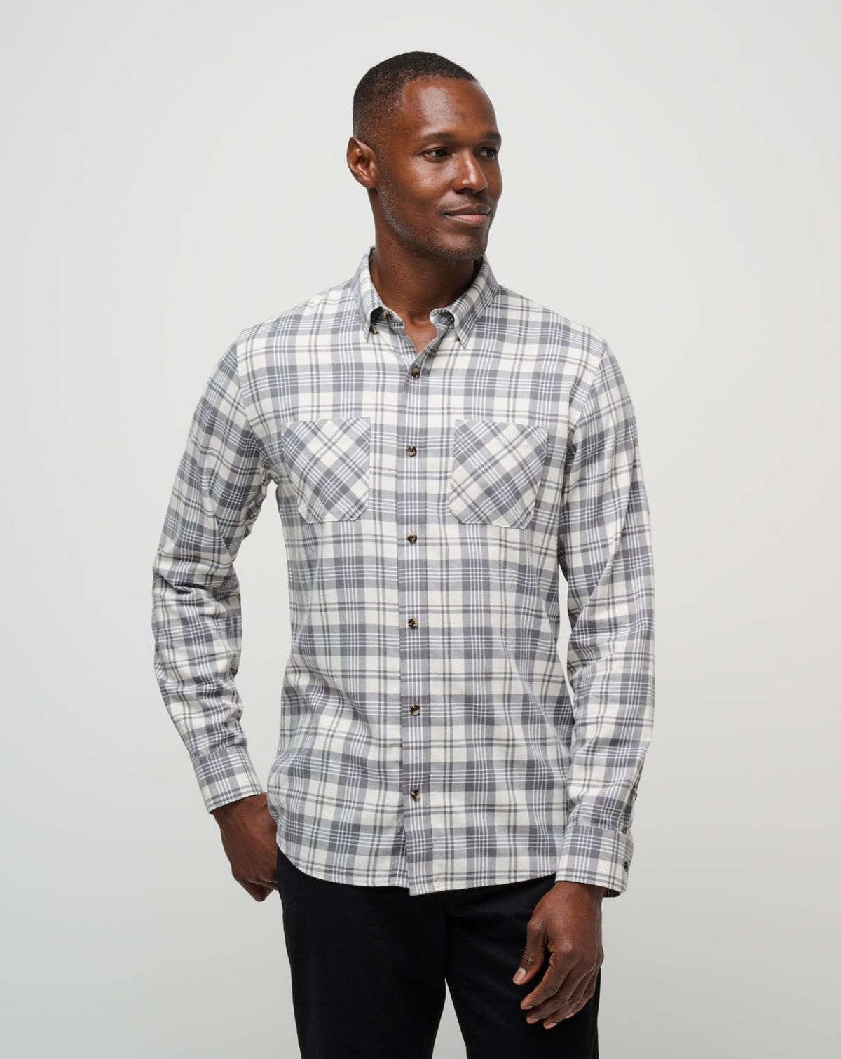 TravisMathew | Cloud Flannel Plaid Button-Up - Vanilla Ice/Quiet Shade