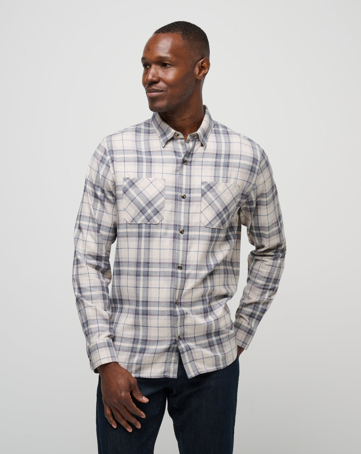 TravisMathew | Cloud Flannel Plaid Button-Up - Oxford Tan/Plum