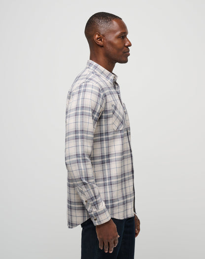 TravisMathew | Cloud Flannel Plaid Button-Up - Oxford Tan/Plum