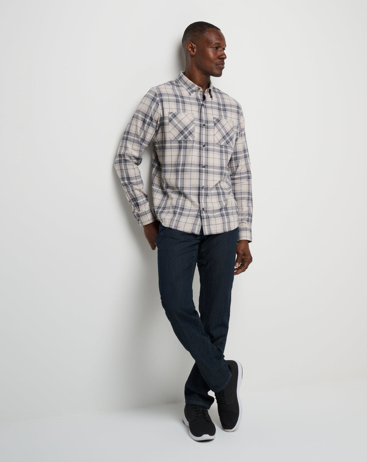 TravisMathew | Cloud Flannel Plaid Button-Up - Oxford Tan/Plum