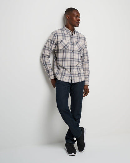 TravisMathew | Cloud Flannel Plaid Button-Up - Oxford Tan/Plum