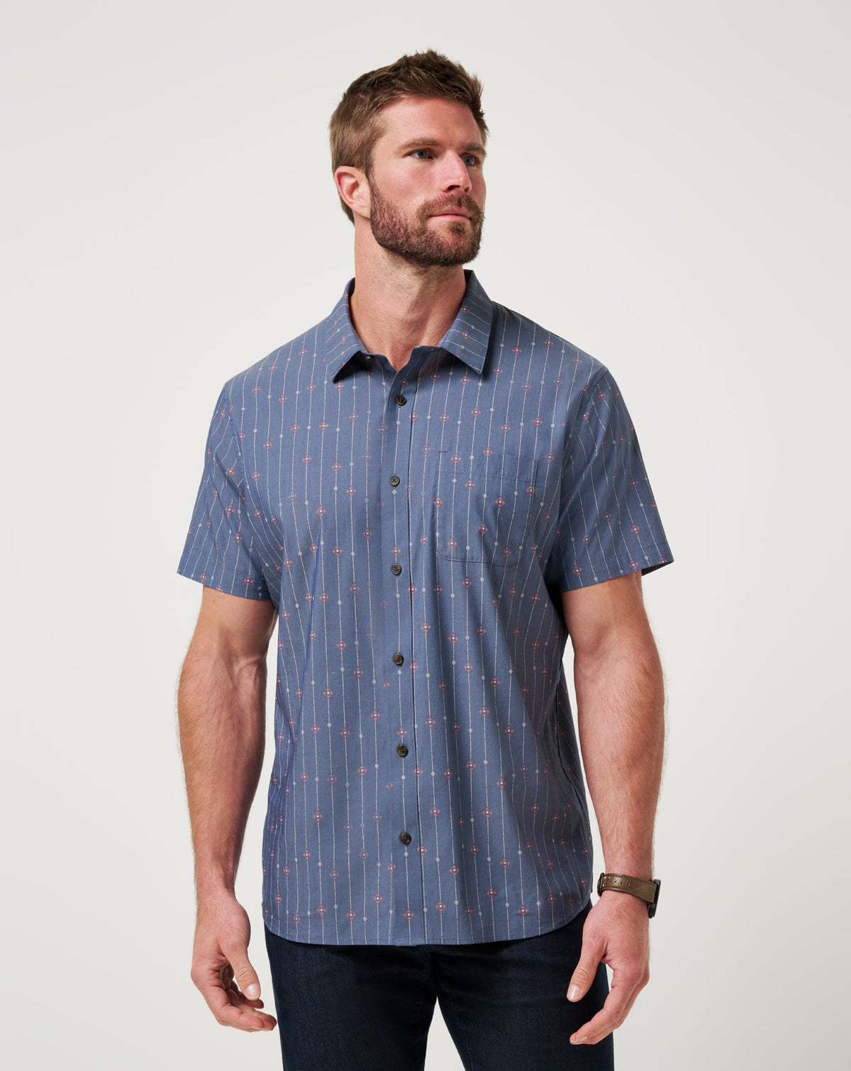 TravisMathew | Deco Button-Up - Heather Mood Indigo