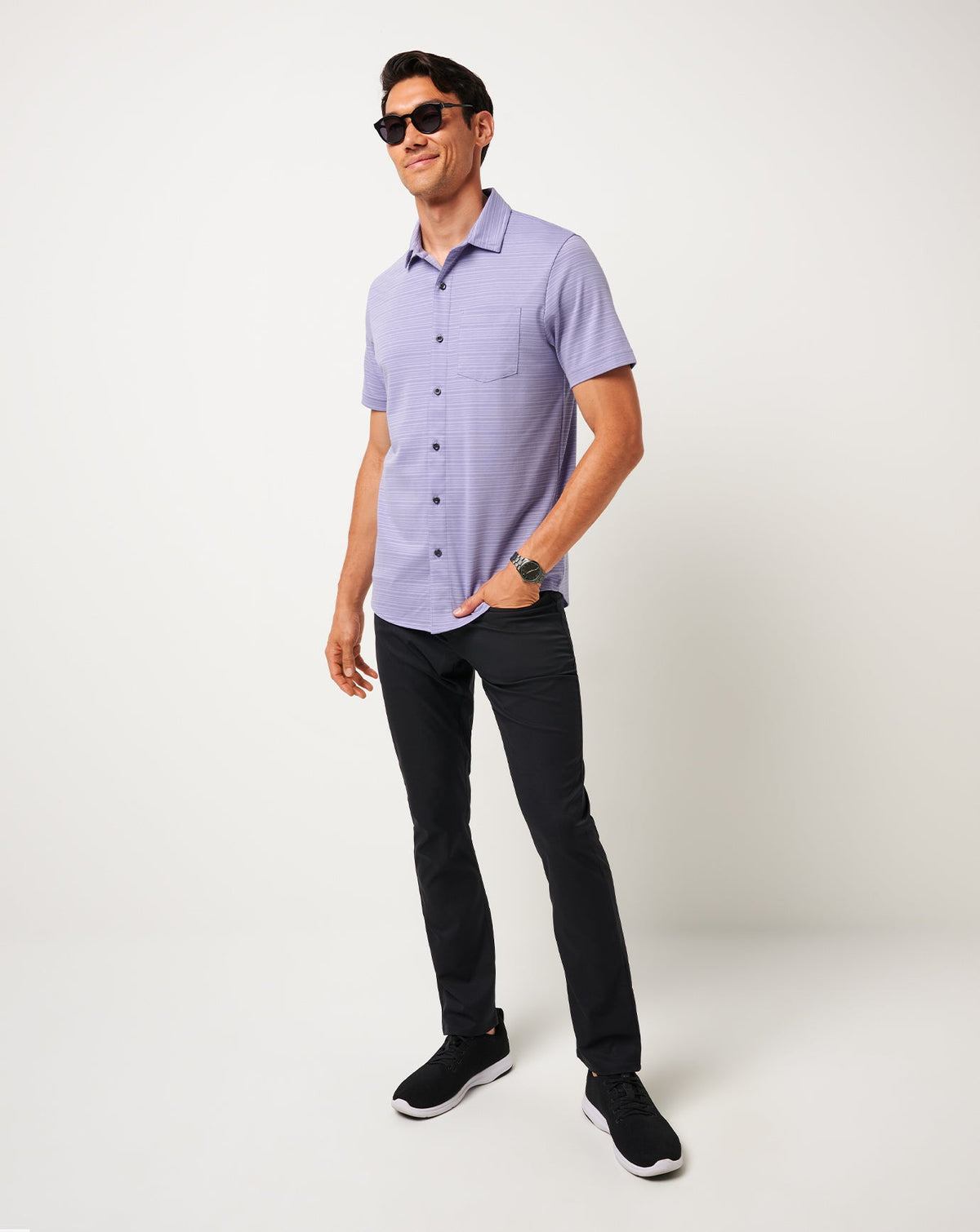 TravisMathew | Knit Trip To The City Button-Up - Heather Violet Storm