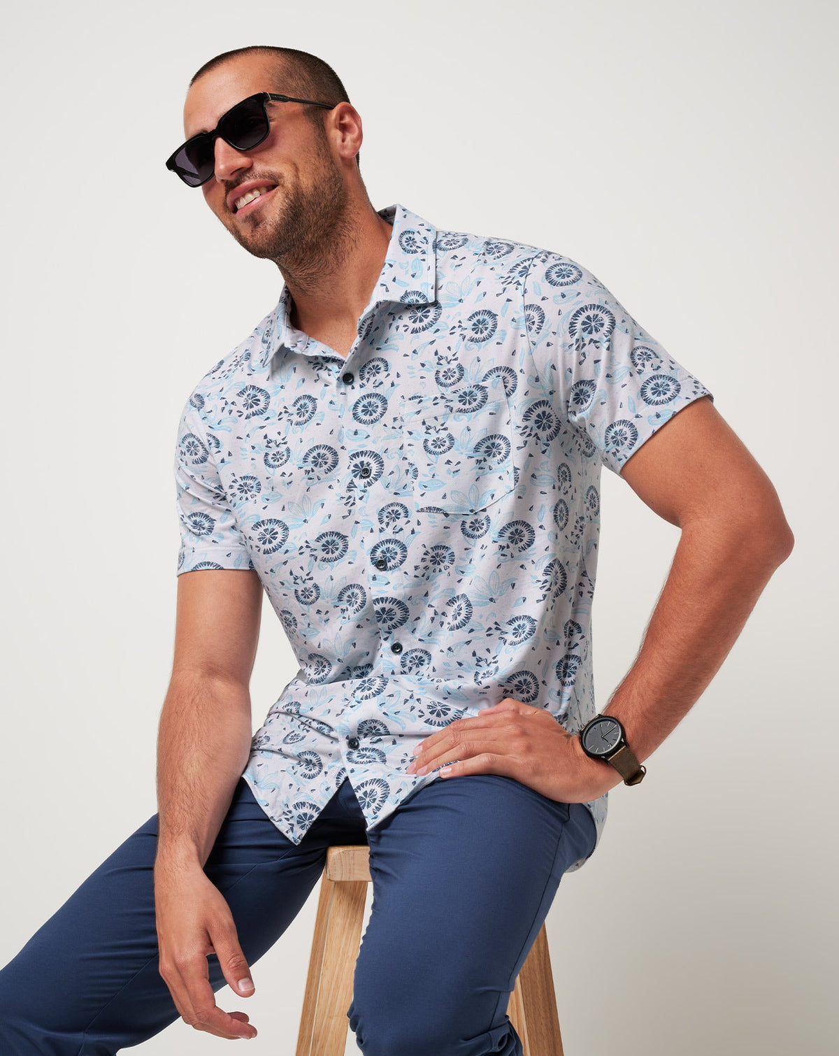 TravisMathew | Knit Flourish Button-Up - White