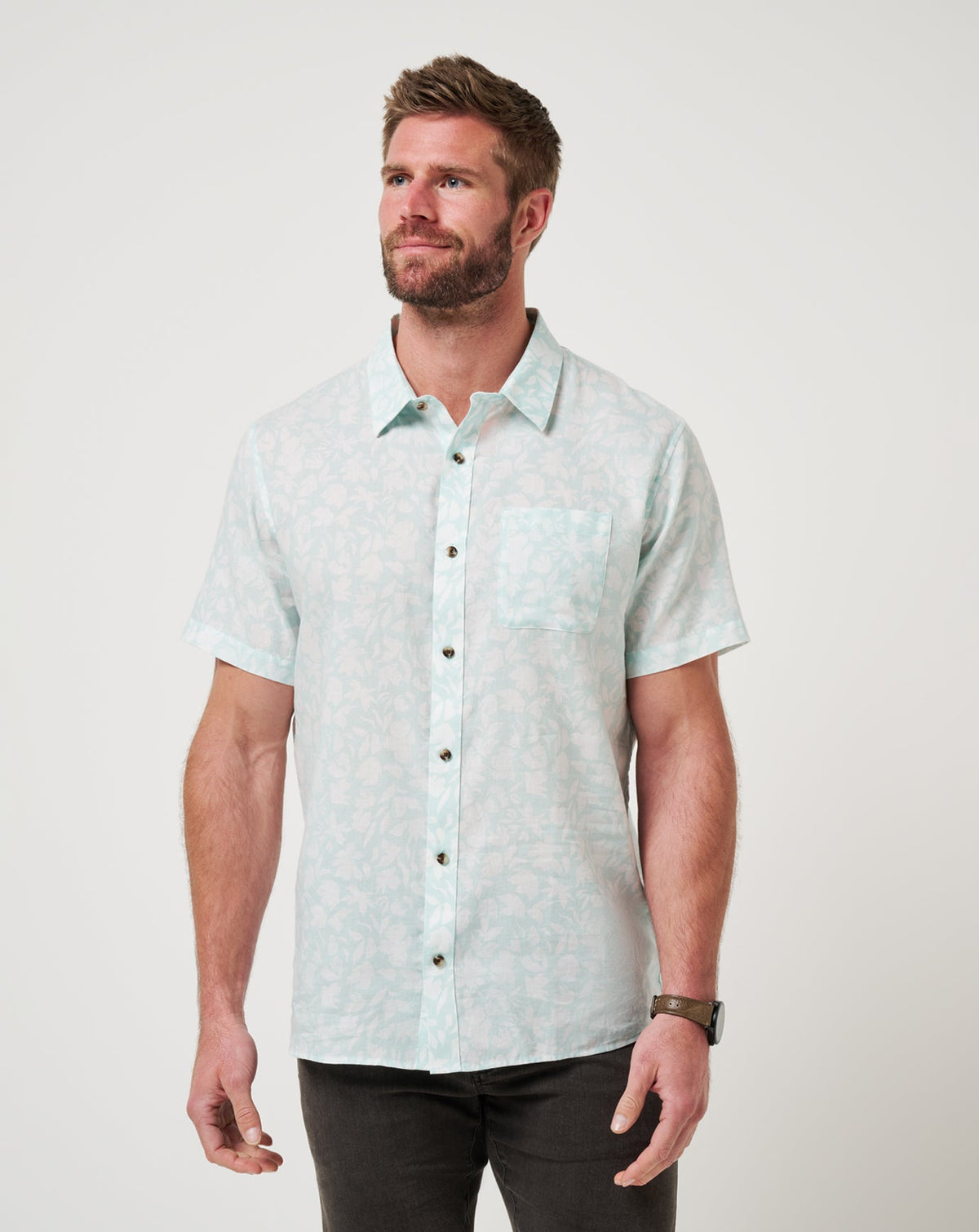 TravisMathew | Double Room Button-Up - Eggshell Blue