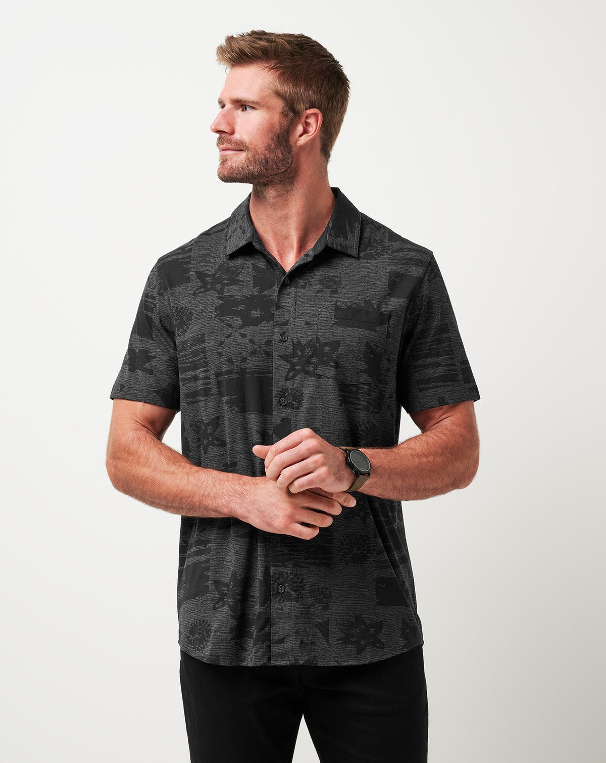 TravisMathew | Knit Gravitation Button-Up - Black