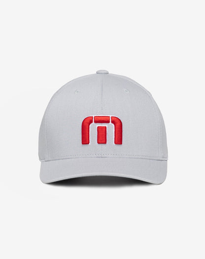 TravisMathew | Red White Iconic Snapback Hat - Heather Grey