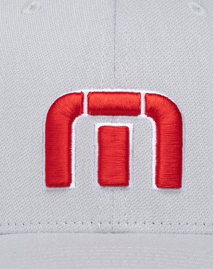 TravisMathew | Red White Iconic Snapback Hat - Heather Grey