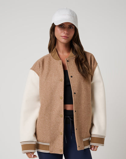 TravisMathew | Clubside Varsity Bomber - Heather Chestnut Multi