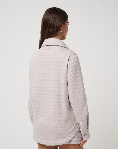 TravisMathew | Cloud Coastal Quilted Shacket - Heather Savannah Tan