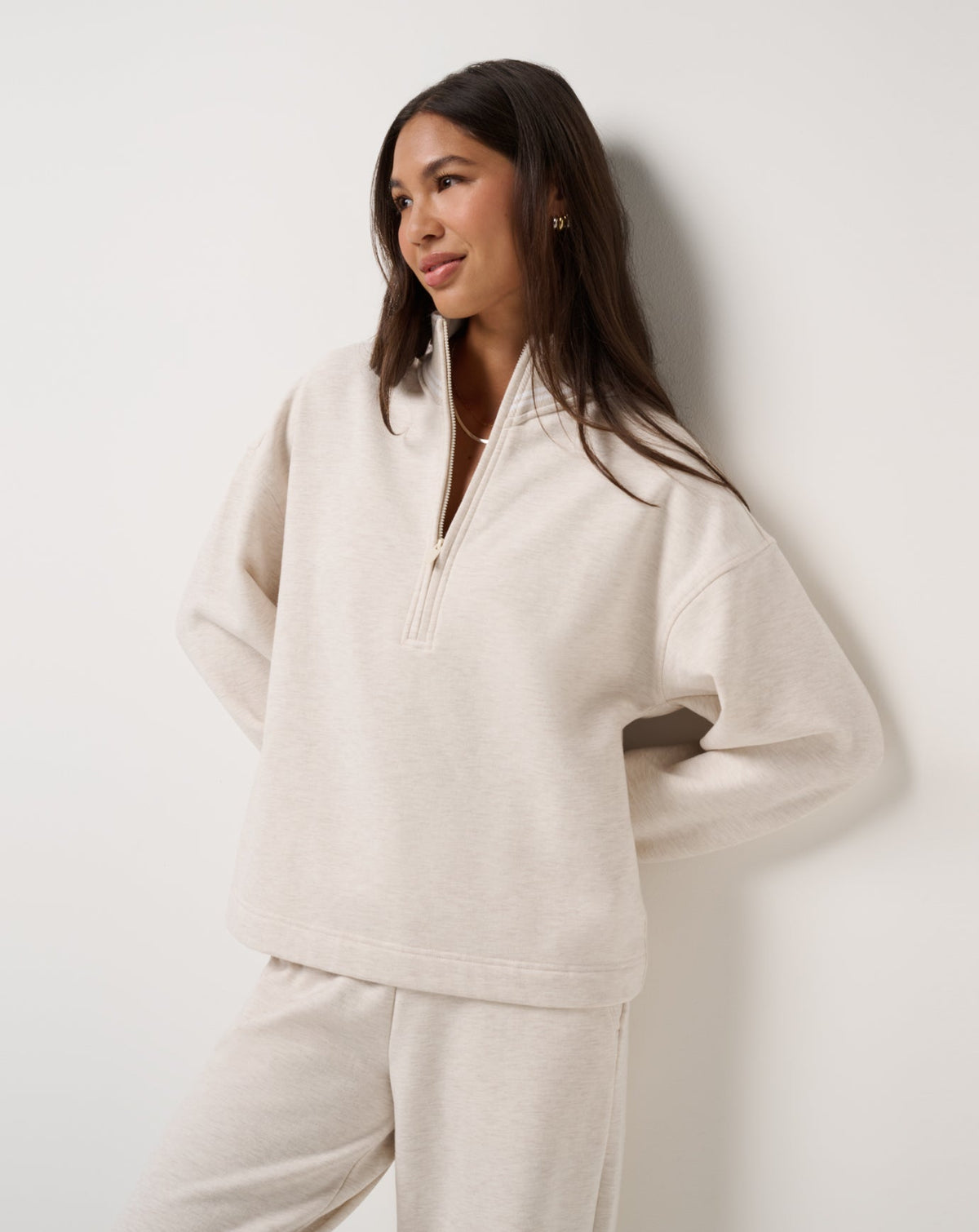 TravisMathew | Cloud Fleece Clubside Half Zip - Heather Brazillian Sand