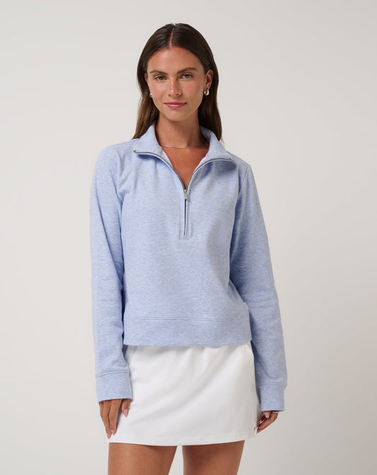 TravisMathew | Cloud Fleece Half Zip 2.0 - Heather Soft Blue