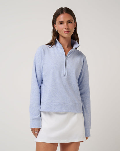TravisMathew | Cloud Fleece Half Zip 2.0 - Heather Soft Blue