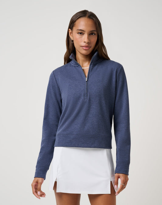 TravisMathew | Cloud Fleece Half Zip 2.0 - Heather Navy Blazer