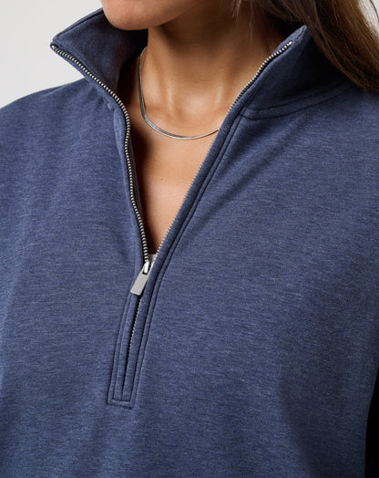 TravisMathew | Cloud Fleece Half Zip 2.0 - Heather Navy Blazer