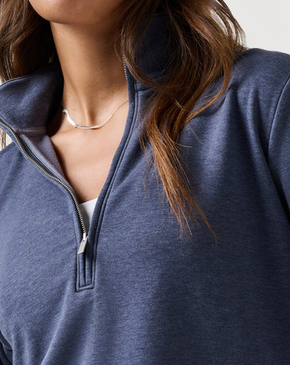 TravisMathew | Cloud Fleece Half Zip 2.0 - Heather Navy Blazer