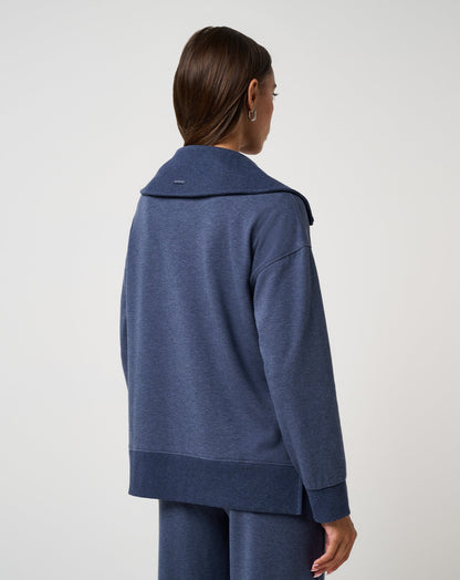 TravisMathew | Save The Day Cloud Half Zip 2.0 - Heather Navy Blazer