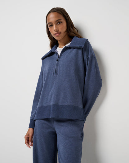 TravisMathew | Save The Day Cloud Half Zip 2.0 - Heather Navy Blazer
