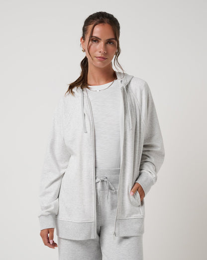 TravisMathew | Off Script 2.0 Cloud Full Zip Hoodie - Heather Light Grey