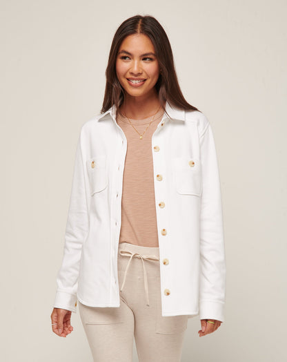 TravisMathew | Cloud Fleece Shacket - White