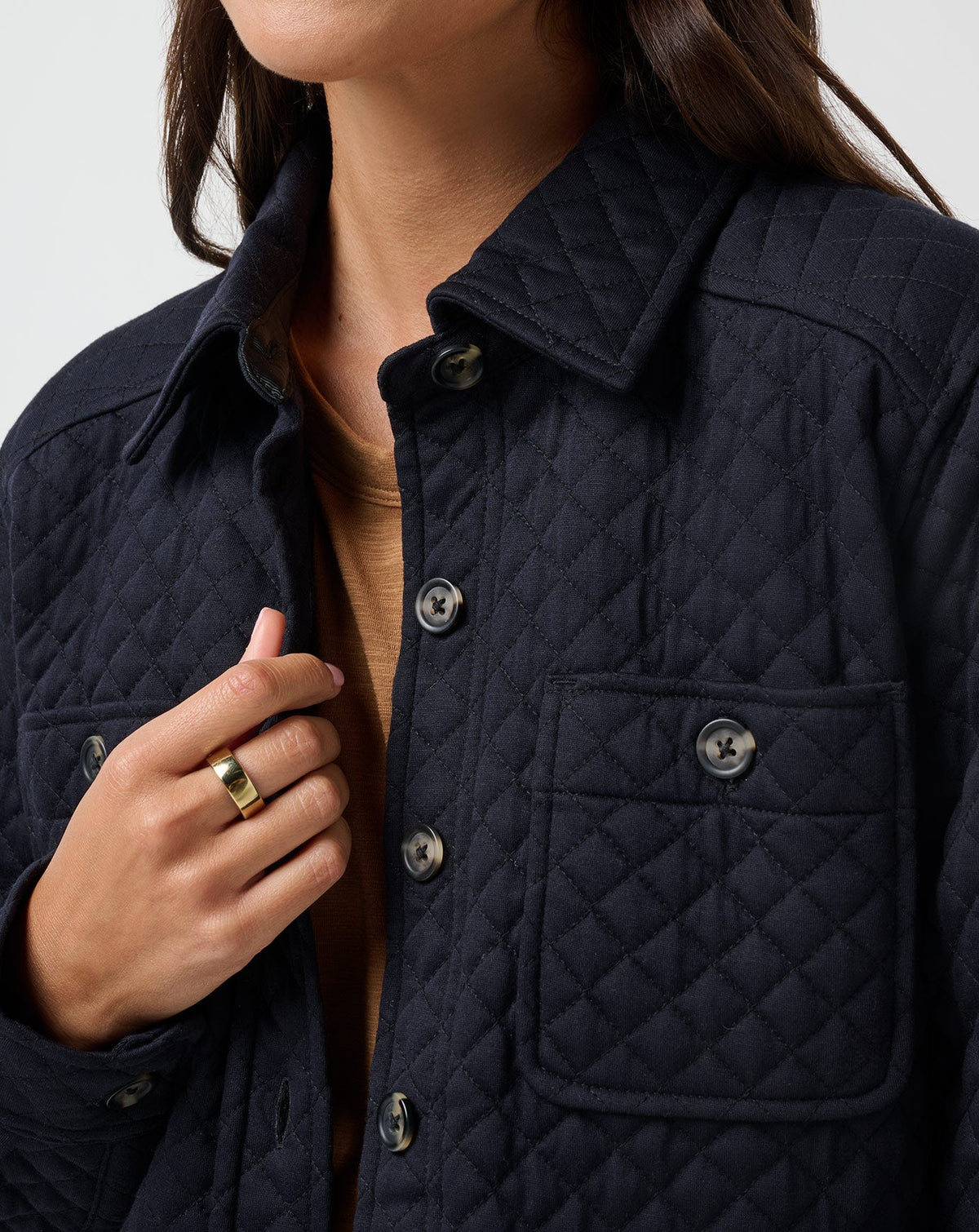 TravisMathew | Diamond Quilted Shacket - Black