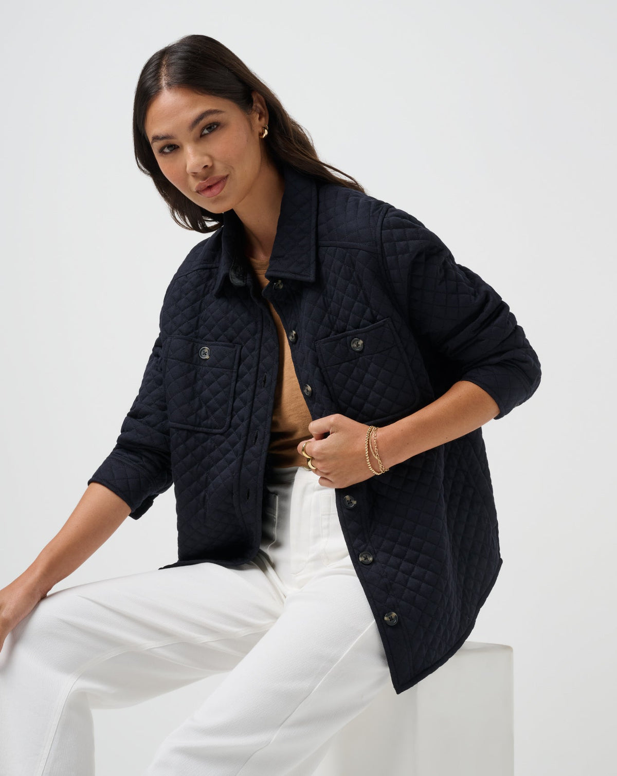 TravisMathew | Diamond Quilted Shacket - Black