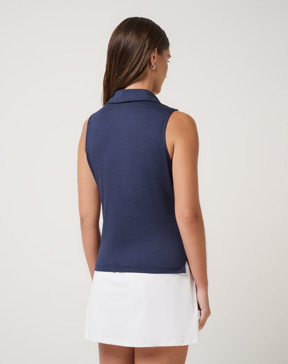 TravisMathew | Skyloft Light Sleeveless Polo - Heather Navy Blazer