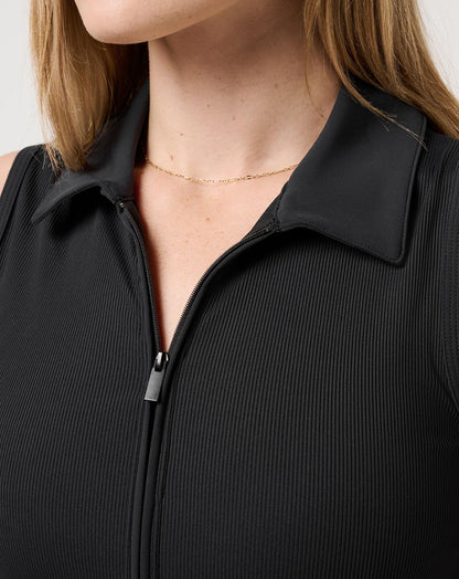 TravisMathew | Moveknit Rib Zip Polo - Black