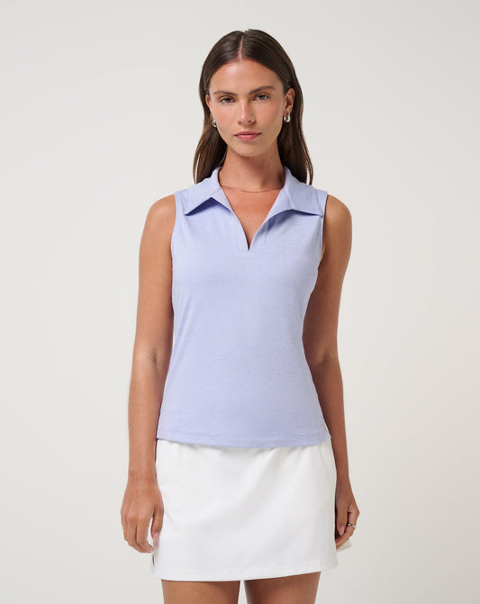 TravisMathew | Skyloft Light Sleeveless Polo - Heather Soft Blue