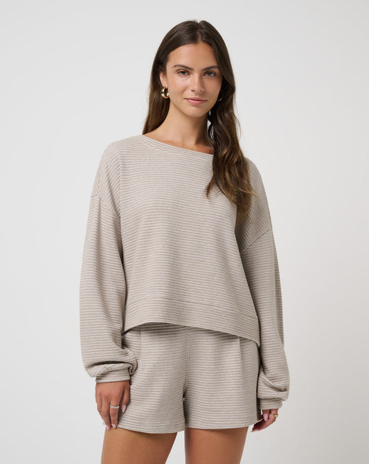 TravisMathew | Coastal Rib Yacht Me Pullover - Heather Island Fossil