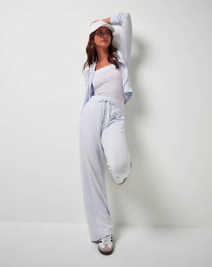 TravisMathew | Cloud Terry Wide Leg Pant - Heather Ancient Water
