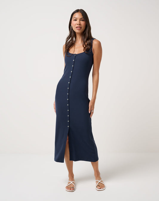 TravisMathew | Cloud Rib Button Tank Dress - Navy Blazer