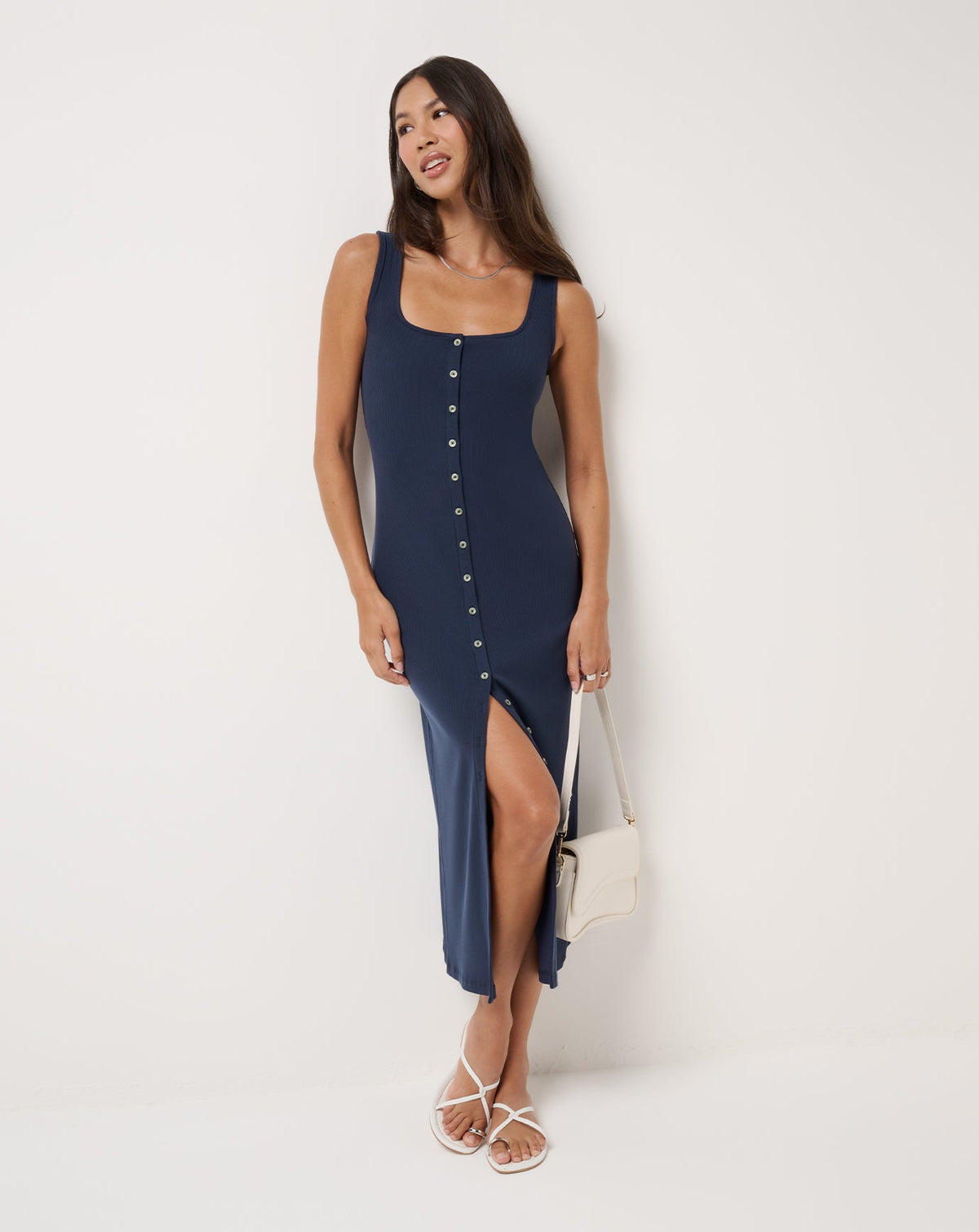 TravisMathew | Cloud Rib Button Tank Dress - Navy Blazer