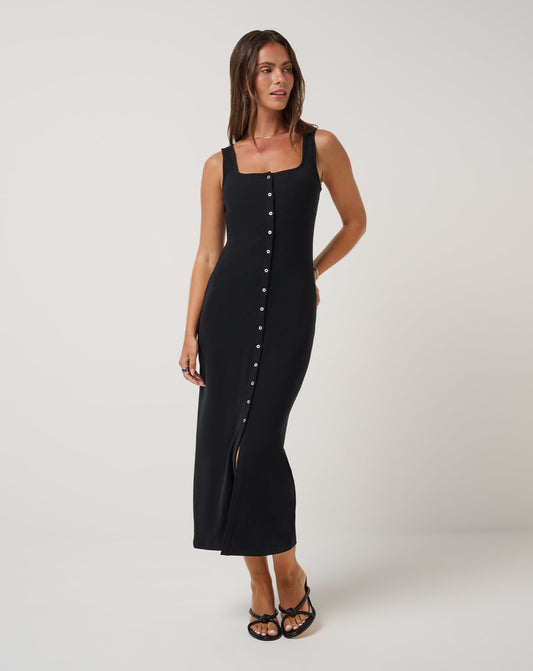 TravisMathew | Cloud Rib Button Tank Dress - Black