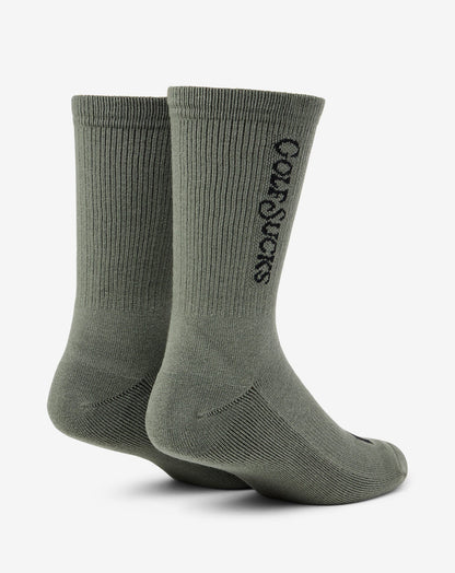 TravisMathew | Golf Sucks Crew Sock - Dark Olive